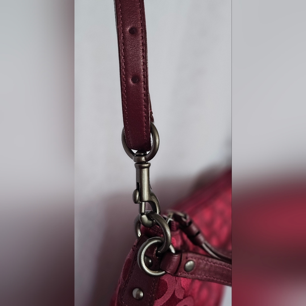 Coach Brooke Pleated Crossbody/Shoulder Bag Maroon Red - Picture 6 of 14